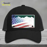 Colorado with American Flag Novelty License Plate Hat Mesh / Black