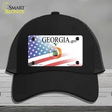 Georgia with American Flag Novelty License Plate Hat Mesh / Black