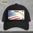 Hawaii with American Flag Novelty License Plate Hat Mesh / Black