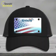 Kentucky with American Flag Novelty License Plate Hat Mesh / Black