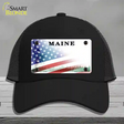 Maine with American Flag Novelty License Plate Hat Mesh / Black