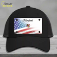 Maryland with American Flag Novelty License Plate Hat Mesh / Black