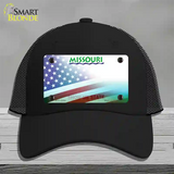 Missouri with American Flag Novelty License Plate Hat Mesh / Black