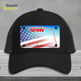 Nebraska with American Flag Novelty License Plate Hat Mesh / Black