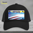 Nevada with American Flag Novelty License Plate Hat Mesh / Black