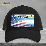 Nevada with American Flag Novelty License Plate Hat Mesh / Black