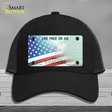 New Hampshire with American Flag Novelty License Plate Hat Mesh / Black