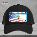 South Carolina with American Flag Novelty License Plate Hat Mesh / Black