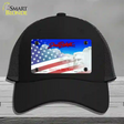 South Dakota with American Flag Novelty License Plate Hat Mesh / Black