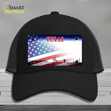 Texas with American Flag Novelty License Plate Hat Mesh / Black