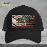 California/American Flag Novelty License Plate Hat Mesh / Black