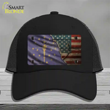 Indiana/American Flag Novelty License Plate Hat Mesh / Black