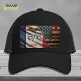 Iowa/American Flag Novelty License Plate Hat Mesh / Black