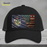 Maine/American Flag Novelty License Plate Hat Mesh / Black