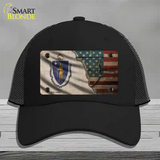 Massachusetts/American Flag Novelty License Plate Hat Mesh / Black