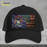 Michigan/American Flag Novelty License Plate Hat Mesh / Black