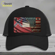 Mississippi/American Flag Novelty License Plate Hat Mesh / Black