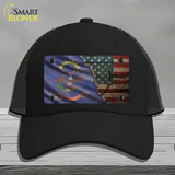 North Dakota/American Flag Novelty License Plate Hat Mesh / Black