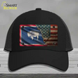 Wyoming/American Flag Novelty License Plate Hat Mesh / Black