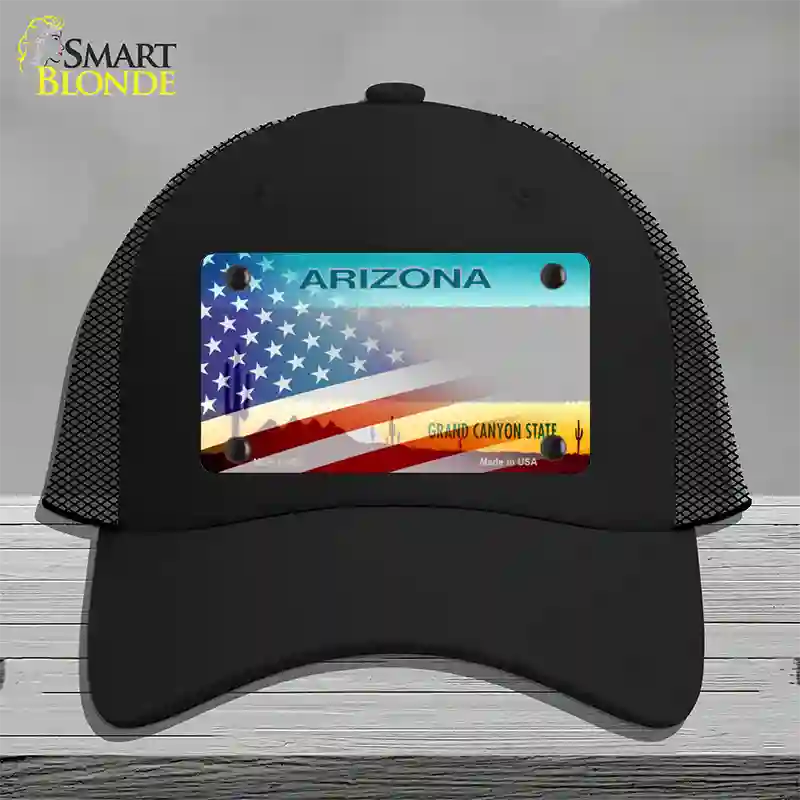 Arizona License Plate American Flag Novelty License Plate Hat Black Mesh