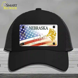 Nebraska Plate American Flag Novelty License Plate Hat Mesh / Black