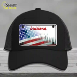 Louisiana 200 Years with American Flag Novelty License Plate Hat Mesh / Black