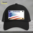 Indiana Bicentennial with American Flag Novelty License Plate Hat Mesh / Black