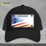 Indiana Bicentennial with American Flag Novelty License Plate Hat Mesh / Black