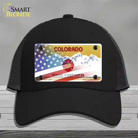 Colorado Firefighter Plate American Flag Novelty License Plate Hat Mesh / Black