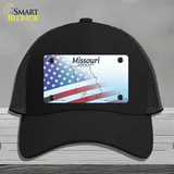 Missouri Show Me with American Flag Novelty License Plate Hat Mesh / Black