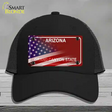 Arizona Red with American Flag Novelty License Plate Hat Black Mesh