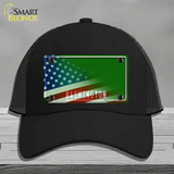 Washington Green with American Flag Novelty License Plate Hat Mesh / Black