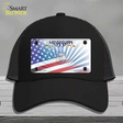 Mississippi Blue with American Flag Novelty License Plate Hat Mesh / Black