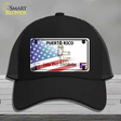 Puerto Rico with American Flag Novelty License Plate Hat Mesh / Black