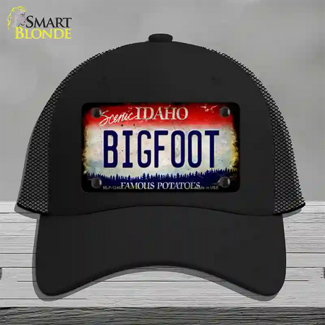 Bigfoot Idaho Novelty License Plate Hat Mesh / Black