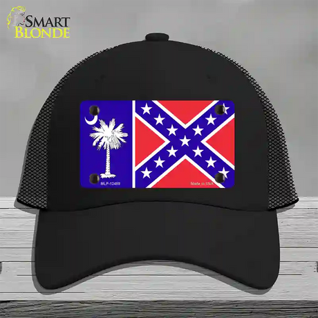 South Carolina Confederate Flag Novelty License Plate Hat Mesh / Black