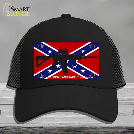 Come and Take It Confederate Flag Novelty License Plate Hat Mesh / Black