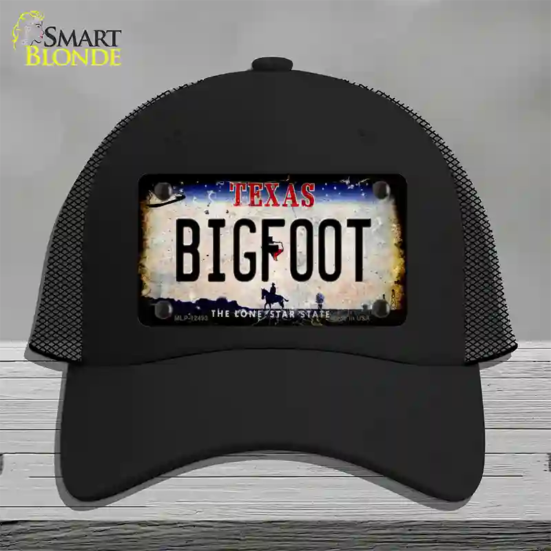 Bigfoot Texas Novelty License Plate Hat Mesh / Black