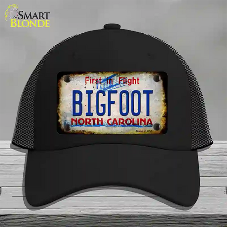 Bigfoot North Carolina Novelty License Plate Hat Tag Mesh / Black