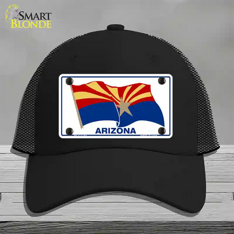 Arizona Waving Flag Novelty License Plate Hat Mesh / Black