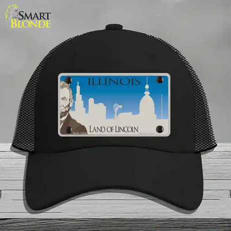 Illinois Blank Novelty License Plate Hat Mesh / Black