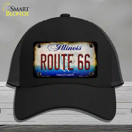 Route 66 Illinois Rusty Novelty License Plate Hat Mesh / Black