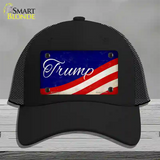 Trump on Waving Flag Novelty License Plate Hat Mesh / Black