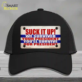 Suck It Up We Survived Novelty License Plate Hat Mesh / Black