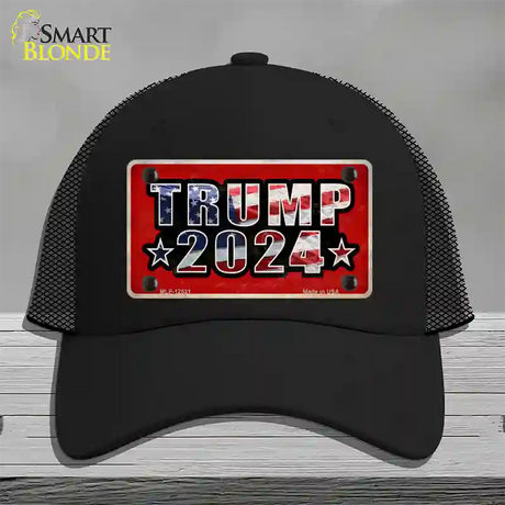 Trump 2024 Flag Novelty License Plate Hat Mesh / Black