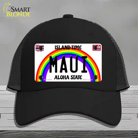 Maui Hawaii Novelty License Plate Hat Mesh / Black