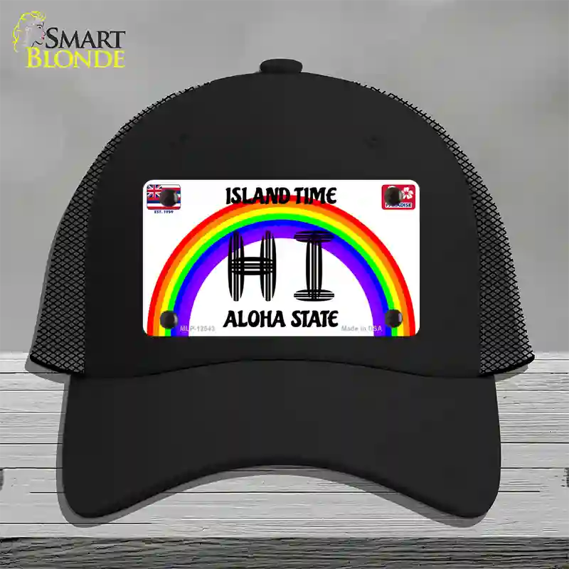 Hawaii Surfboard Novelty License Plate Hat Mesh / Black