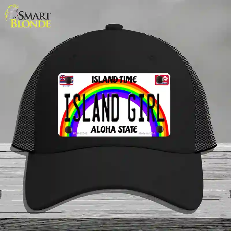 Island Girl Hawaii Novelty License Plate Hat Mesh / Black