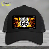 Route 66 Flames Novelty License Plate Hat Mesh / Black