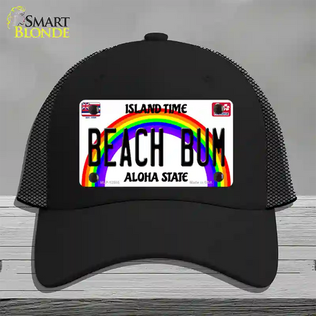 Beach Bum Hawaii Novelty License Plate Hat Mesh / Black